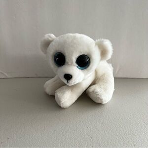 Beanie Baby Ari Polar Bear Velvety Stuffed Animal Plush Cream Blue Glitter Eye